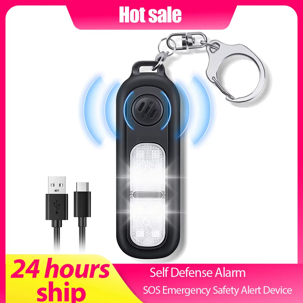 130 Db Loud Keychain Alarm Self Defense Alarm for Girl Women Security Protect Alarm SOS Emergency Safety Alert Device