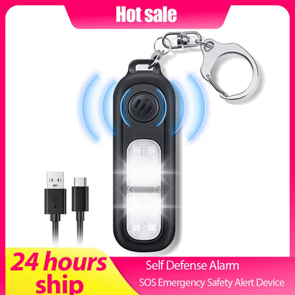 130 Db Loud Keychain Alarm Self Defense Alarm for Girl Women Security Protect Alarm SOS Emergency Safety Alert Device