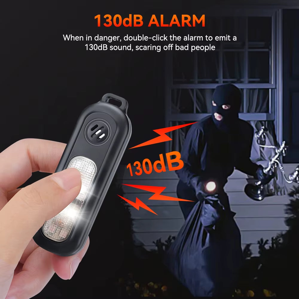 130 Db Loud Keychain Alarm Self Defense Alarm for Girl Women Security Protect Alarm SOS Emergency Safety Alert Device